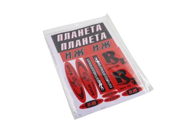 Наклейки красные: Планета, Иж, Racing Zone, Speed, Rz motor 350 (артикул 16894)