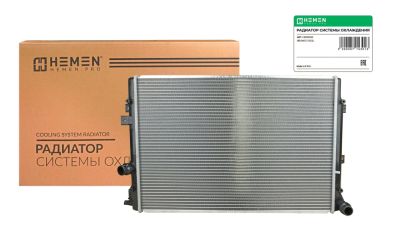Радиатор охлаждения двигателя паяный HEMEN Volkswagen Tiguan 1.4i-2.0i 07- MT (HOSR040) (артикул 67153)