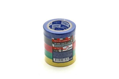 Изолента ПВХ 15мм х 10м (комплект=5шт, 5цв.) Klebebander 66585-А (артикул 27695)
