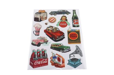 Наклейки: Coca-Cola, 7up, Lucky Stike и др. в стиле ретро MV22A4C020 (13 элементов)(21х30) (артикул 62291)